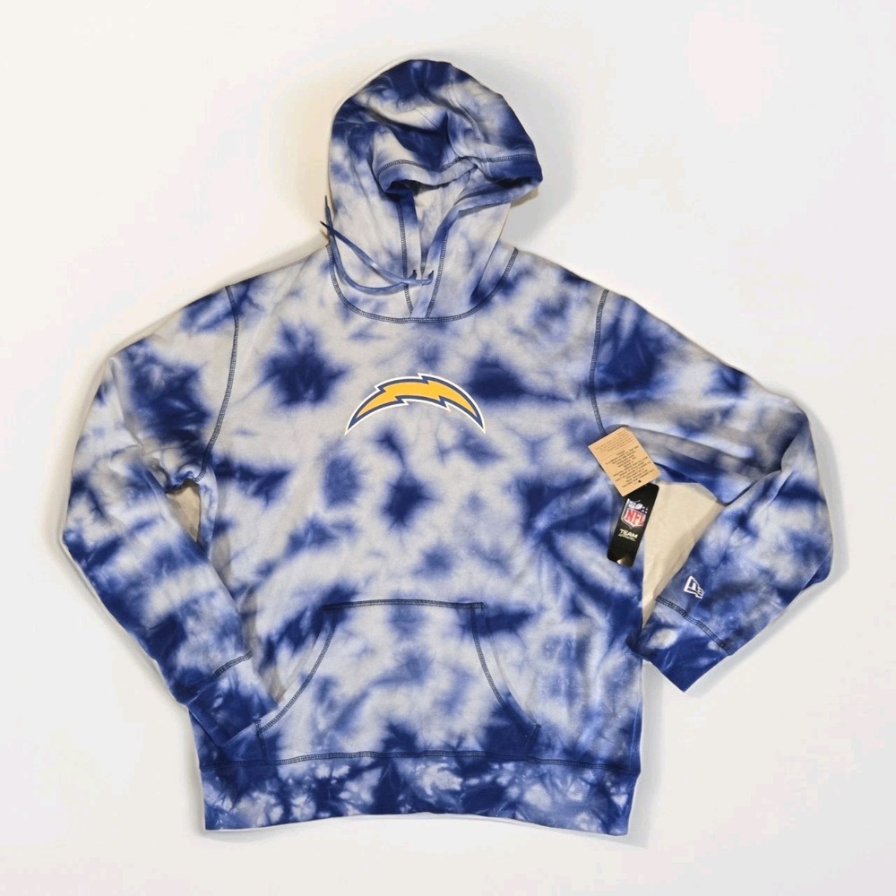 New Era Men's Powder Blue Tye Dye Los Angeles Chargers NFL Pullover Hoodie New‎